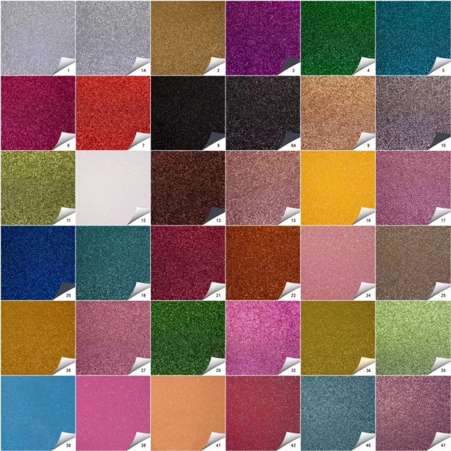 Fine Sparkling Glitter Fabric in A4 & A5 Sheets 50 Colours Hair Bows Crafts