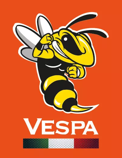Vespa Emblem Kaskade Aufkleber Wespe Italo orange