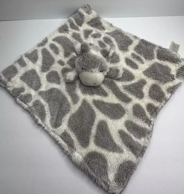 Elegant Baby Blanket Security Giraffe Grey White Lovey 14x14 Furry Nunu
