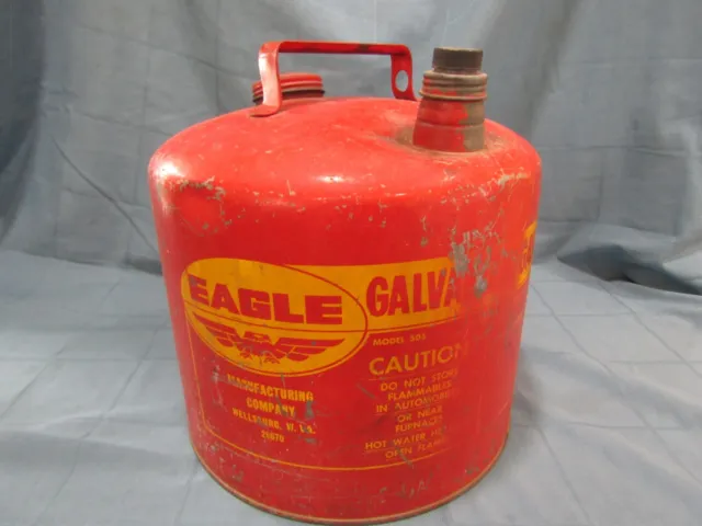 Vintage Eagle Metal 5 Gallon Gas Can Model 505 Galvanized USA