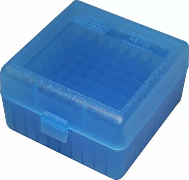 MTM Rifle Ammo Box - 100 Round Flip-Top 223 Rem 204 Ruger 6x47 - Blue RS-100-24