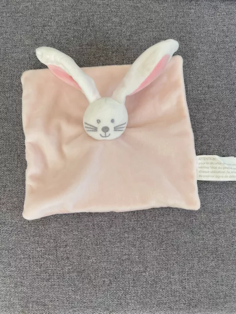 Doudou Lapin Plat Rose Blanc PAT & RIPATON KIMBALOO