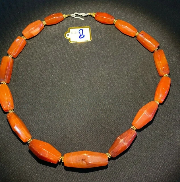 Dzi Vintage Antique Himalayan Carnelian Old beads Mala Jewelry Necklace