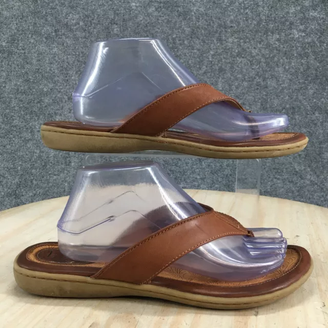 BOC Born Concept Sandals Womens 10 M Zita Slip On Thong Flats Brown Leather