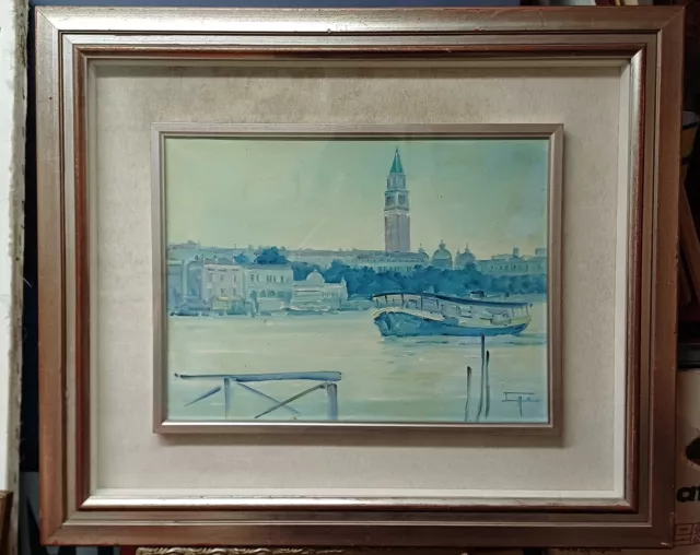 QUADRO OLIO SU TELA VENEZIA CANAL GRANDE PAINTING VENICE FRANCO CAO 64x55 CM