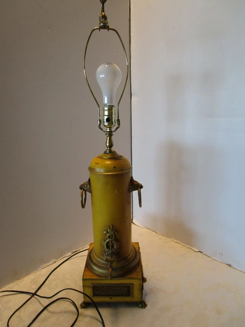 Vintage Asian Oriental Metal TABLE LAMP Samovar Brazier 4 Brass Koi fish 1940’s