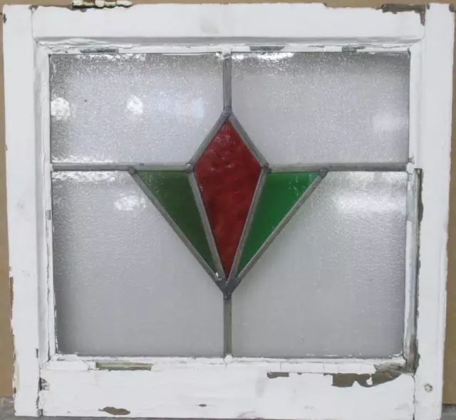 OLD ENGLISH LEADED STAINED GLASS WINDOW Simple Geometric 20.5" x 19.5"