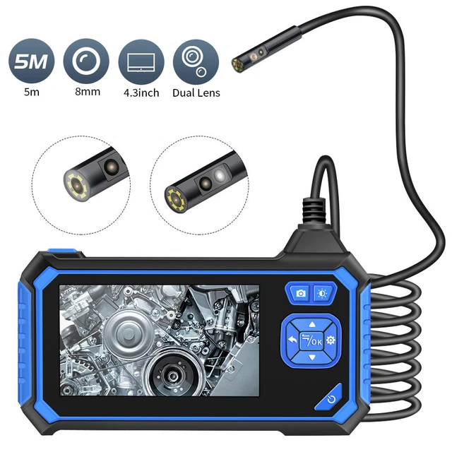 Portable Dual Lens Endoscope Caméra 1080p 4.3inch Écran 5m Câble d' inspection industrielle Caméra Portable Endoscope Caméra