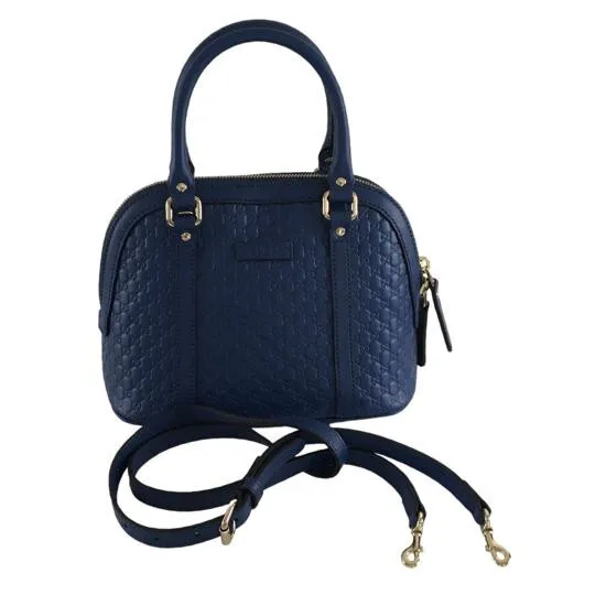 Gucci Women's Micro Guccissima Signature GG Leather Tote Bag Blue Color Sz M