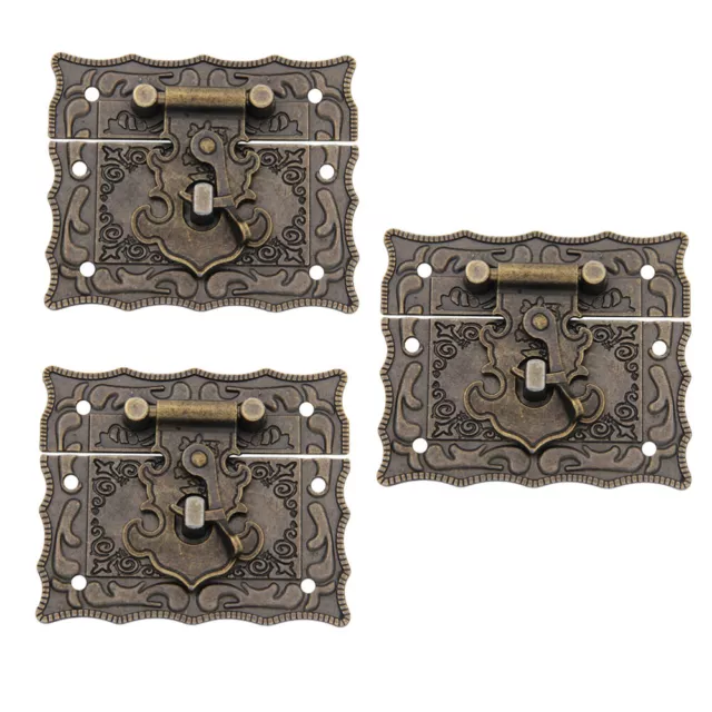 3 Pcs Vintage Wooden Box Lock Retro Buckle Latch Accessories