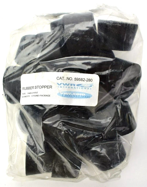 NEW VWR International Size 7 M29 2 Hole Rubber Stopper - 59582-280 - 1LB BAG
