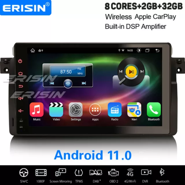 8-Core Android 11 Autoradio DAB+ Navi CarPlay 32Go BMW 3er E46 318 Rover75 MG ZT