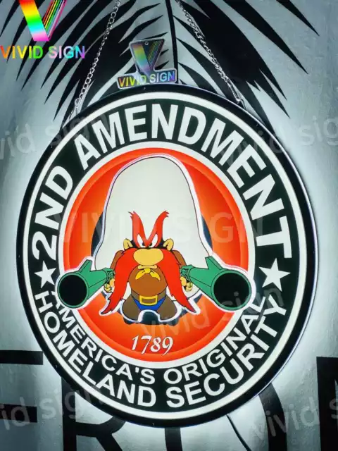 2nd Amendment Homeland Security Yosemite Sam LED 3D 16"x16" Neon Sign Light Lamp