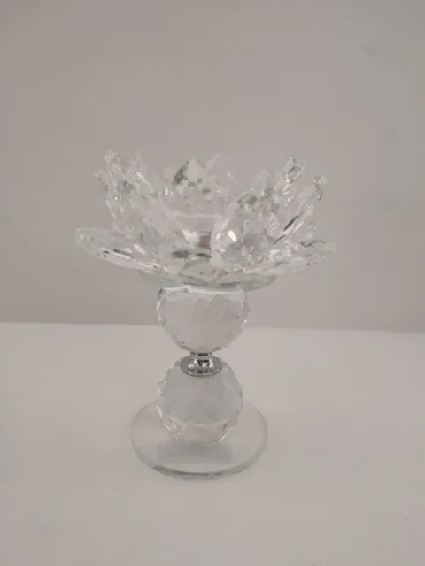 Glass Crystal Lotus Flower Tea Light Holder brand New