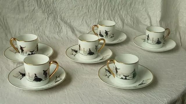 6 Tasses  Litron A Moka Cafe En Porcelaine De France Decor Romantique**