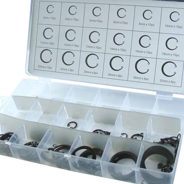 180pc Circlip Set Internal Circlips Snap Ring Assortment Set Retaining UK P&P