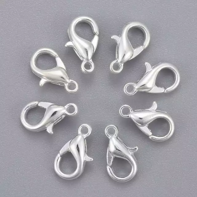 2-5-10-25x Silver Plated Parrot  Claw Lobster Clasps Hook Toggle Alloy 10-16mm