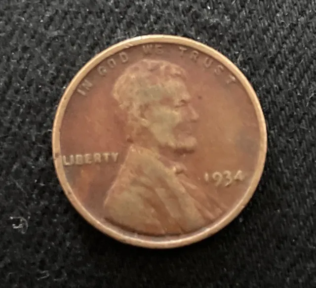 1934 Lincoln Wheat Cent Coin 1c US Penny Uncirculated Condition Beautiful Toning