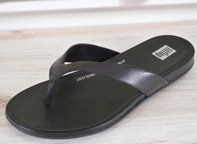 New FitFlop GRACIE Leather Toe Post Flip Flops Thong Sandals Size 6 37 BLACK