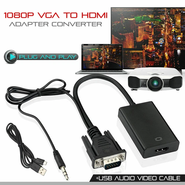 Video Audio HD 1080P For PC laptop to HDTV Cable Converter VGA to HDMI Adapter