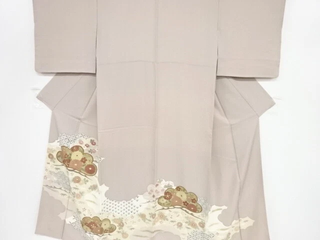 45625# Japanese Kimono / Antique Kimono / Pine With Kiku