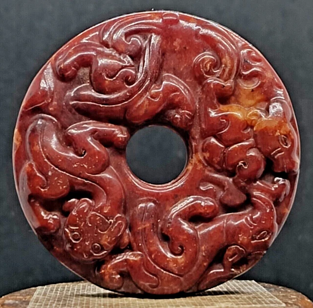 Ancien Disque Bi En Jade Hetian Double Sculpture - Culture Hongshan Yubi