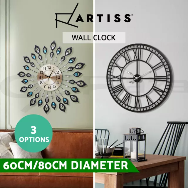 Artiss Wall Clock Large Modern Vintage Metal Luxury Art Home Decor 60/80CM