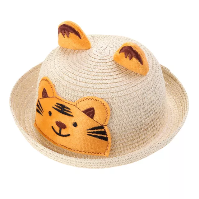 Cappello estivo bambini spiaggia cartone animato cappello tigre cappello di paglia cappello animale (beige)