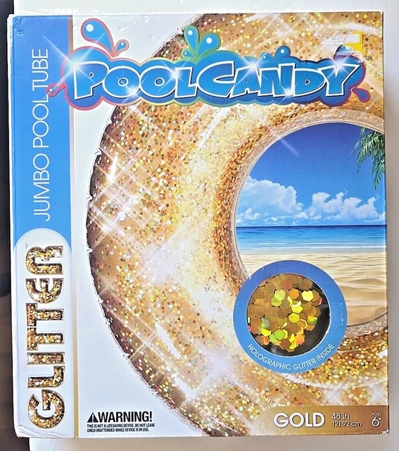 POOL CANDY GOLD Glitter Jumbo Pool Tube Inflatable Huge Floatie 48