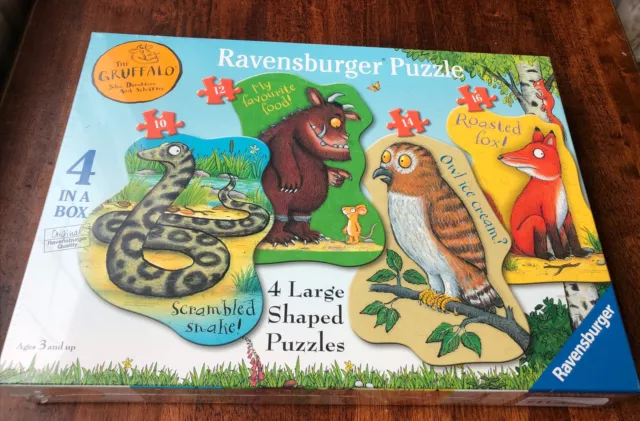 Brand New Ravensburger The Gruffalo 4 In A Box Large Shaped Jigsaw Puzzles.