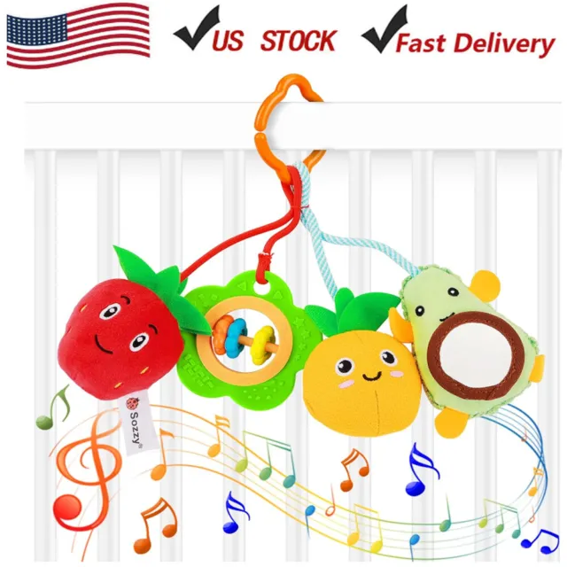 Baby Stroller Crib Soft Music Plush Toy Rattle Hanging Plush Bed for Baby Infant