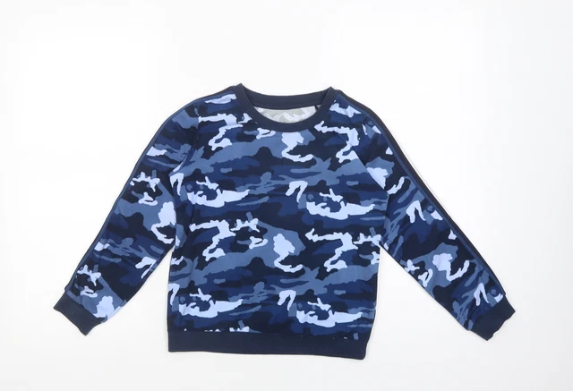 Felpa con cappuccio pullover NEXT blu mimetica poliestere taglia 8 anni pullover