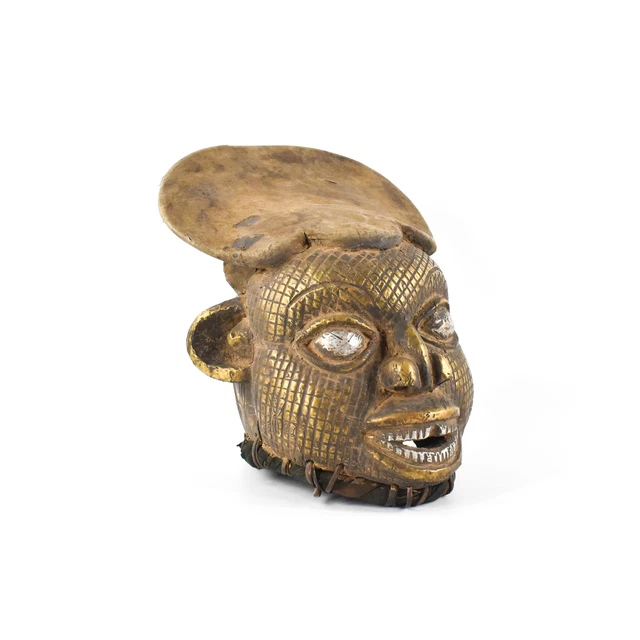 Bamun Helmet Mask Brass Sheeting Cameroon African Art
