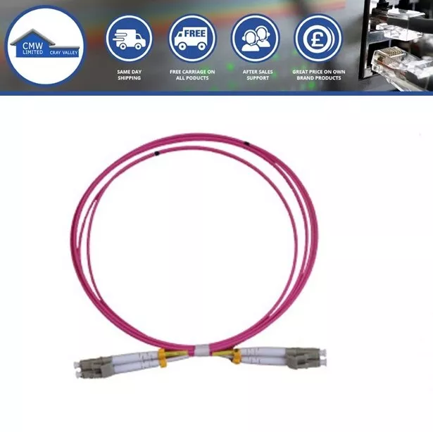 Multimode OM3/OM4 Duplex Fibre Optic LC-LC 50/125 Network Patch Cable Lead 2