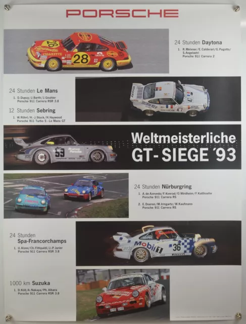 Plakat Poster Porsche 911 964 GT-Siege 1993 Le Mans, Daytona, Spa.... 101 x 76cm