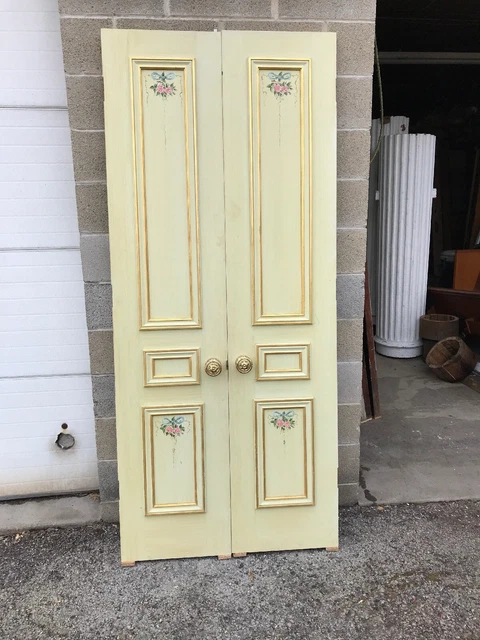 MARW 22 Pair Antique Interior Double Doors 36 X 82.75 X 1 3/8 Painted GREEN