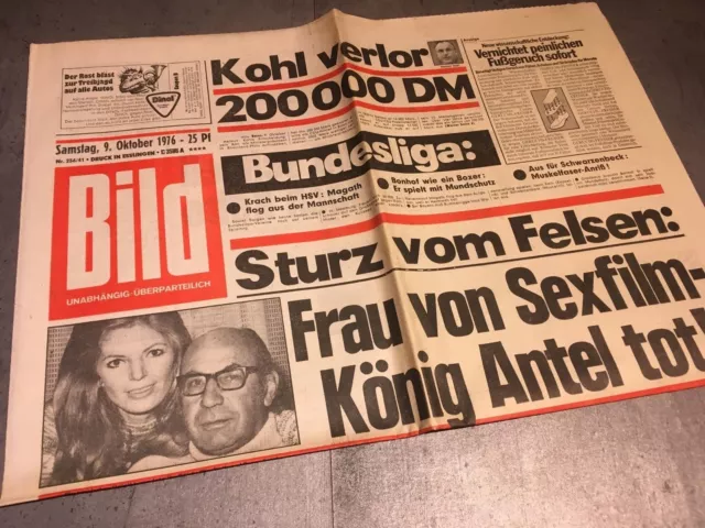 BILDzeitung  9.10.1976 Oktober 09.10.1976 Geschenk Geburtstag 43. 44. 45. Porno