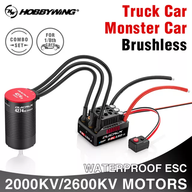 HOBBYWING QuicRun 150A 3-6S motore brushless ESC 2000KV 2600KV per auto 1/8 RC