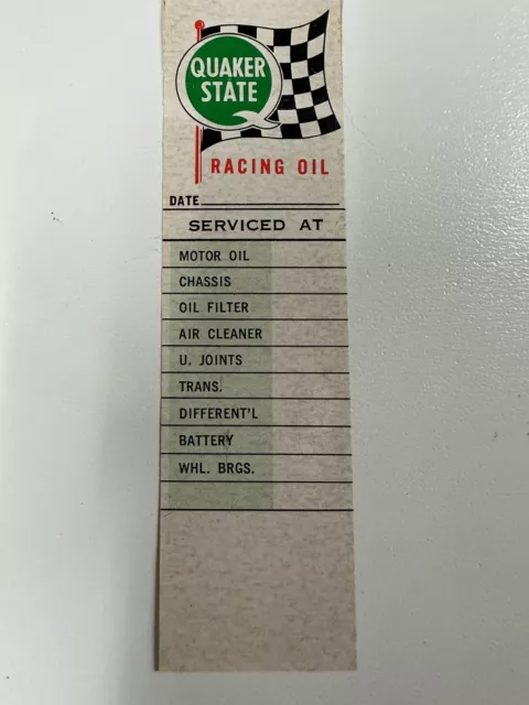 1972 Quaker State Racing Oil Change Service  Vintage  Door Jamb Sticker Decal