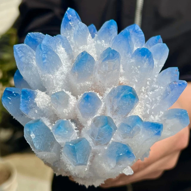 648G New Find Blue Phantom Quartz Crystal Cluster Mineral Specimen Healing.CM594 2