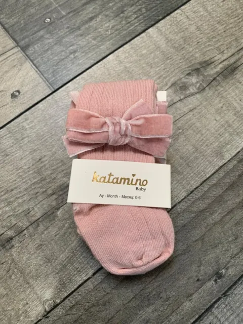 Baby girl tights with bows Age 0-6 months BNWT