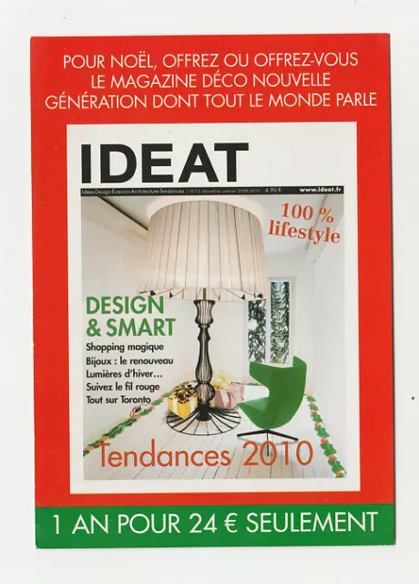 IDEAT carte postale publicitaire DESIGN ET SMART LE MAGAZINE DECO NOUVELLE