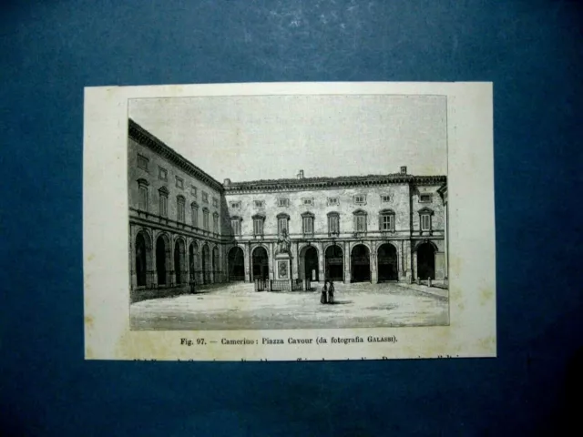 stampa antica CAMERINO PIAZZA CAVOUR   MARCHE 1896