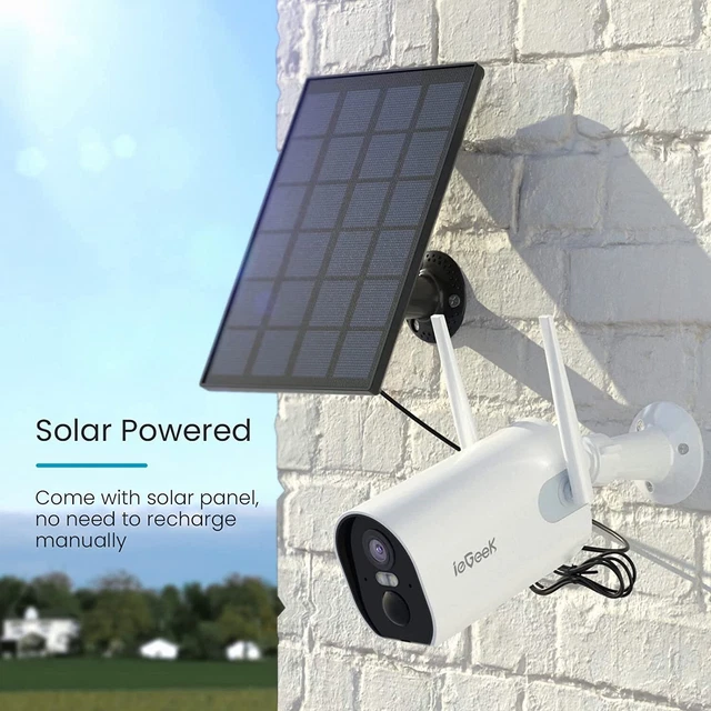 ieGeek Wireless Outdoor Solar Security Camera 2K Home WiFi Battery CCTV System 2