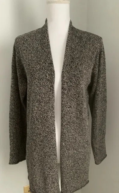 EILEEN FISHER Open Front Knit Cardigan Black / Gray Long Sleeve Size S