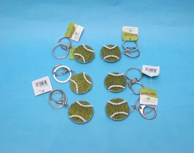 120 PCS WHOLESALE LOT Tennis Ball Charm KeyRing Beadworx Purse Pendant KEYCHAIN
