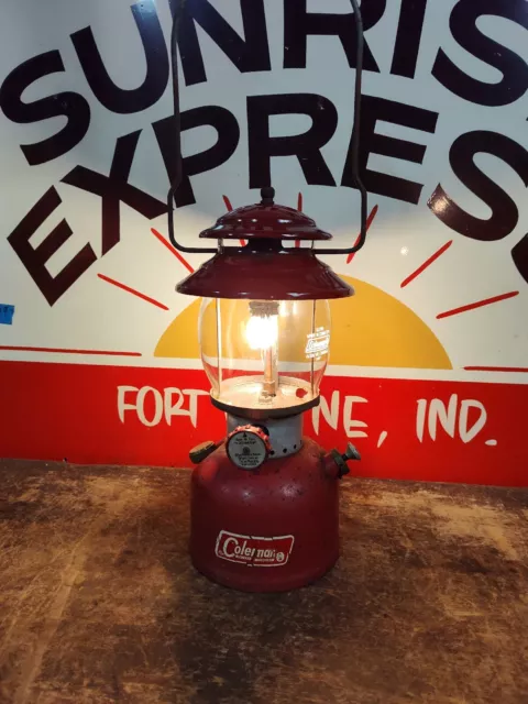 Coleman 1972 Lantern Red 200A with pyrex Globe Camping Dated 10/72 Tested Works