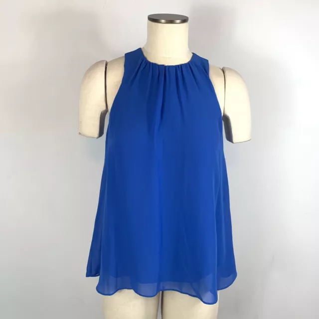 NWT Vince Camuto Royal Blue Chiffon Flowy Tank Top Blouse XS MRSP $69