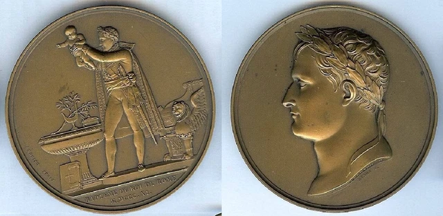 Médaille Napoléon Baptême Roi De Rome 1811 Andrieu Denon Bronze SUP 113mm
