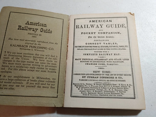 Vintage 1851 Pocket Railway Guide 1940s Reproduction Booklet Train Railroad Map 2